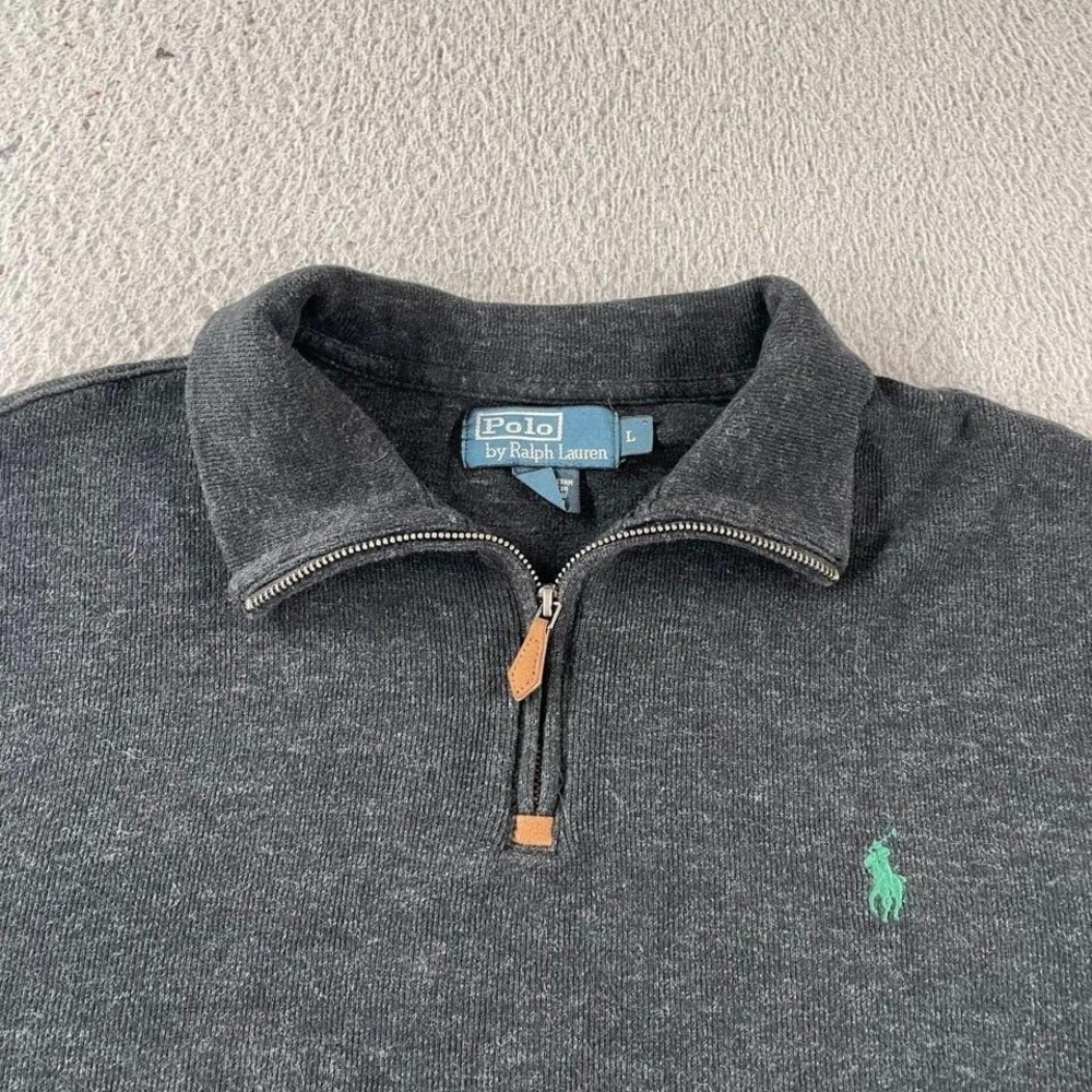 Vintage Polo Ralph‎ Lauren Quarter Zip L Classic Preppy Essentials Black Grey